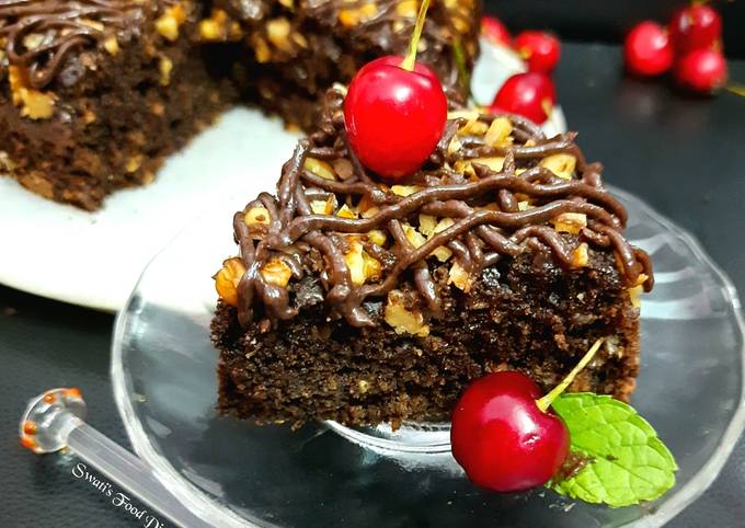 Oatmeal Walnut &amp; Chocolate Brownie Cake Eggless