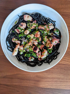 A picture of Octopus Pasta.