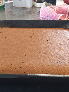 Una foto de Bizcochuelo de chocolate sin huevo, sin leche y sin manteca rectángular