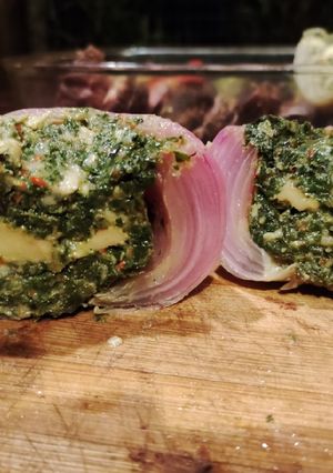 Una foto de Cebollas rellenas a la parrilla