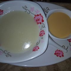 A picture of Kunun Semovita and condensed milk.