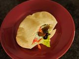 Pita mit Kräuterquark und confierten Champignons
