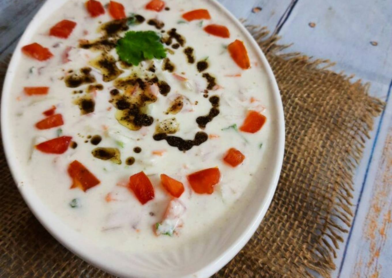Vege raita with pepper tarka