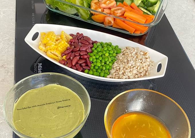 Mini Salad Bar With Avocado Dressing & Honey Dressing Recipe by ...