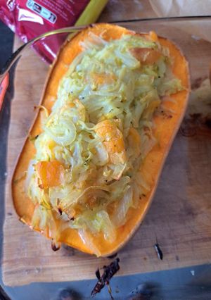 Une photo de Butternut farci légumes et curry