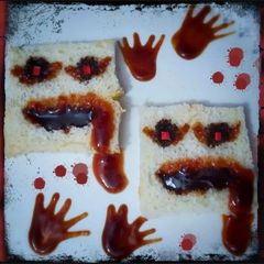 Spooky bread slices A picture of Spooky bread slices.
