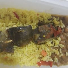 A picture of Curry rice with beans.