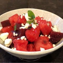 Easy Quick Watermelon and Beets Salad A picture of Easy Quick Watermelon and Beets Salad.