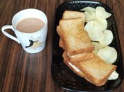 A picture of wheat bread and eggs for breakfast