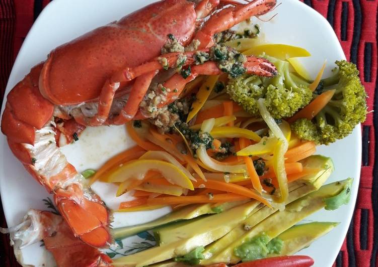 Langosta con vegetales