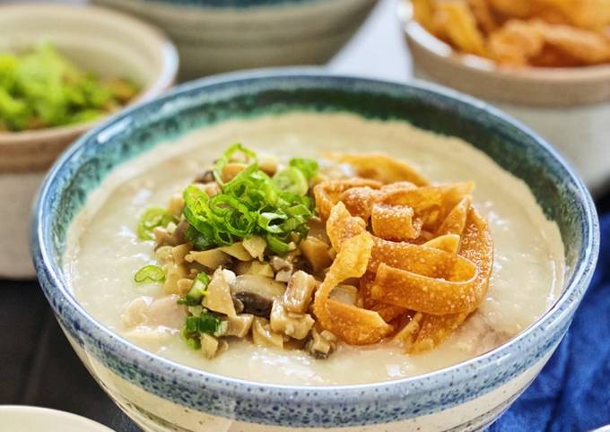 Chicken Porridge with Sauté Mushrooms