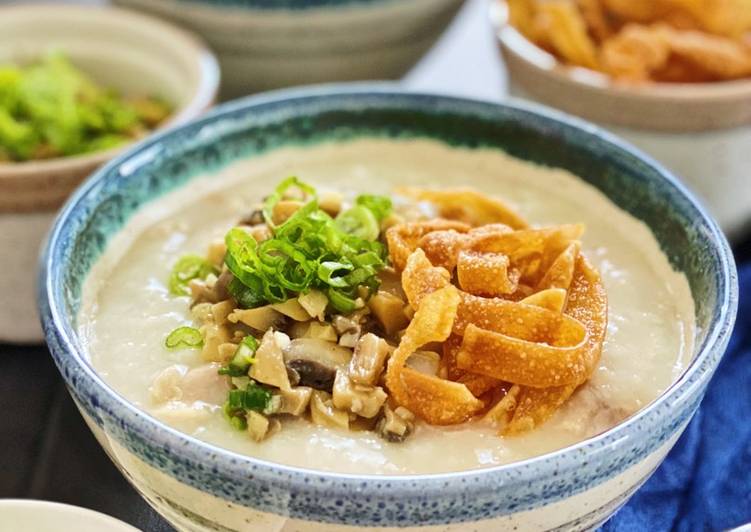 Chicken Porridge with Sauté Mushrooms