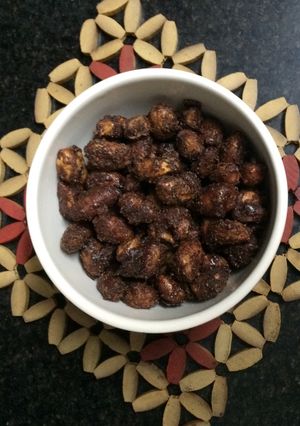 A picture of Cinnamon Sugar coated Peanuts #authormarathon.