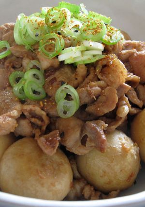 A picture of Satoimo & Pork Garlic Soy Sauce.