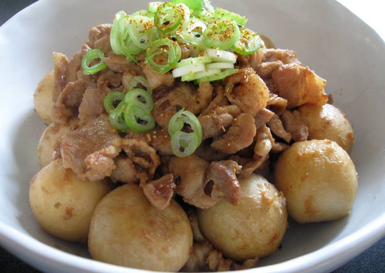 Satoimo &amp; Pork Garlic Soy Sauce