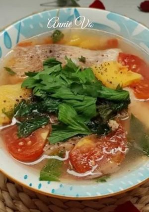 Hình của món Canh cá diêu hồng nấu ngót.