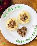 Xôi đậu xanh chim cút roti