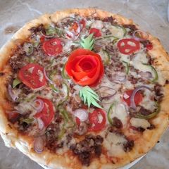Bar b q beef qeema Pizza Without oven A picture of Bar b q beef qeema Pizza Without oven.