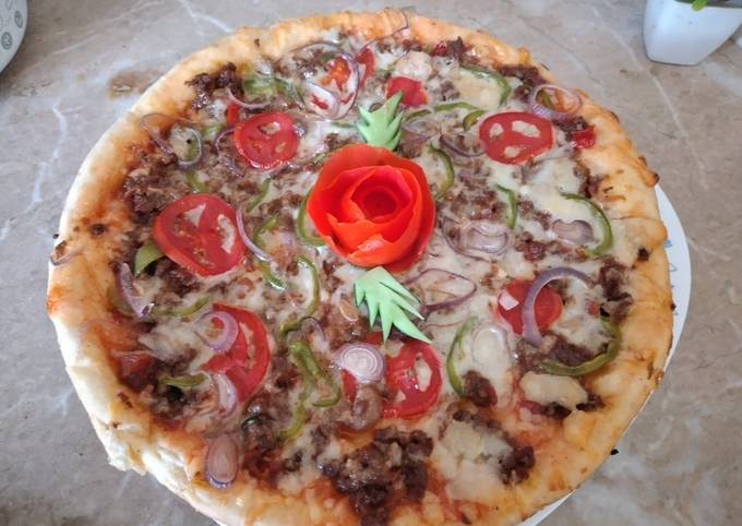 Bar b q beef qeema Pizza Without oven