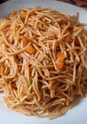 A picture of Jollof Spaghetti.