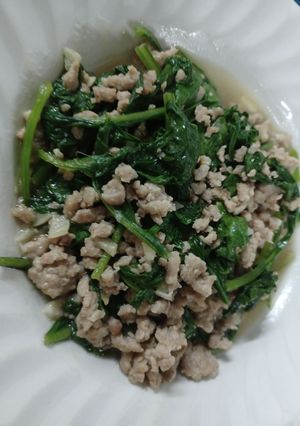 รูปของ ปวยเล้งผัดหมูสับ (เมนูอาหารเด็ก ผู้ใหญ่ก็กินได้)