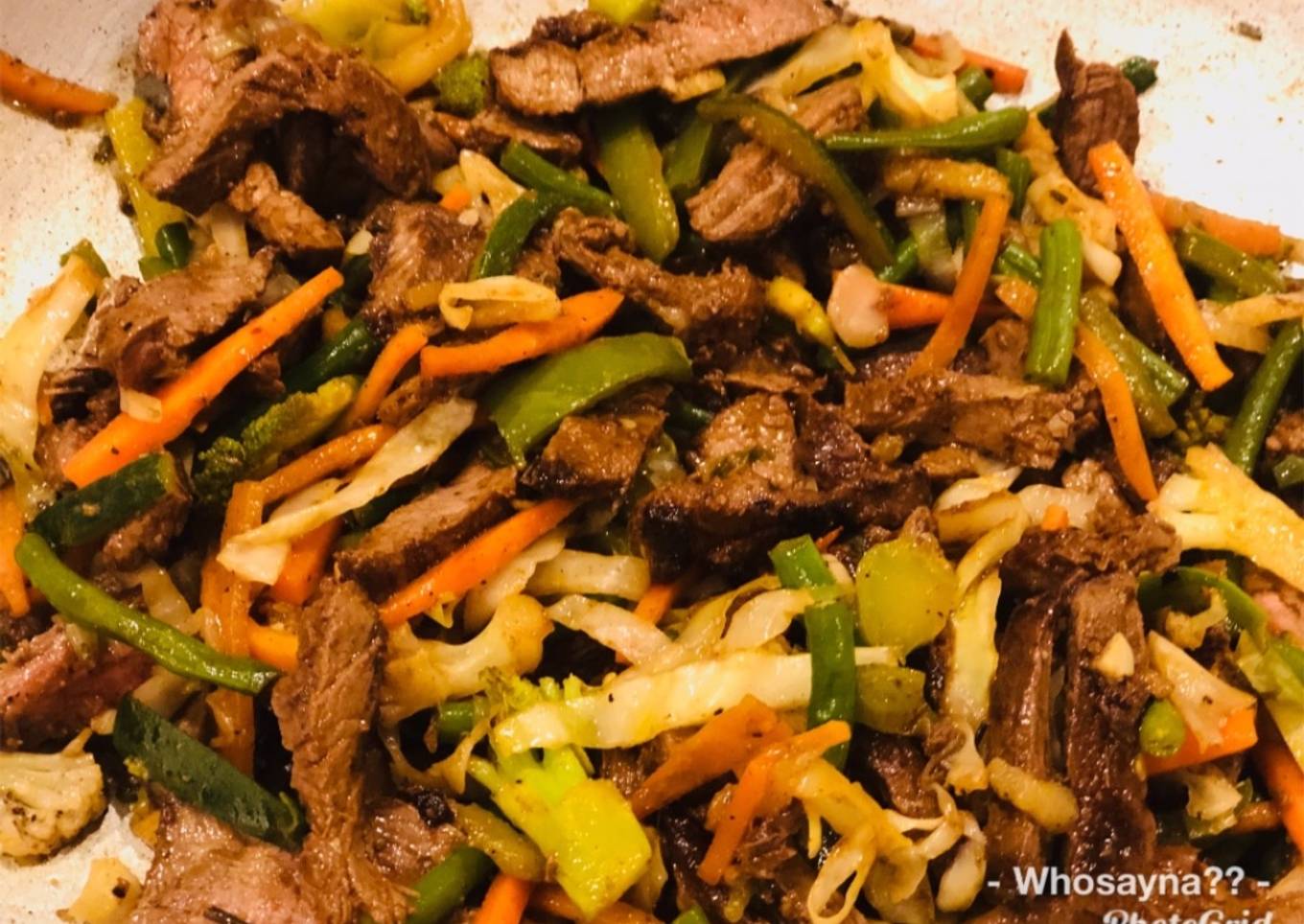 Whosaynas Veggies and Steak Stirfry