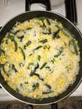 Arroz blanco con elote y poblano