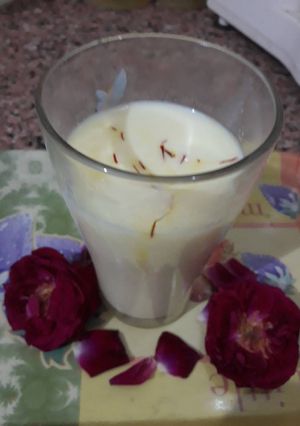 A picture of Kesariya Thandai.