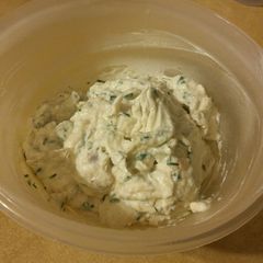 A picture of Roasted Garlic & Chive Cream Cheese Spread.