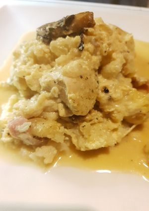 Une photo de Gratin de choux-fleurs au poulet et bacon