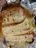 My foil Cooked Salmon tail in Dijon Mustard Sauce 😃 #Mainmeal
