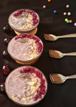 A picture of Jamun Poha pudding (Java plum Rice flakes pudding).