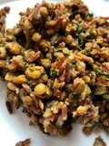 Riso rosso con lenticchie, spinaci e curry