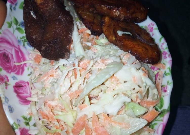 Coleslaw Salad with Plantain and Meat