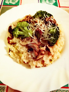 Foto de Risotto de cogumelos com brócolos