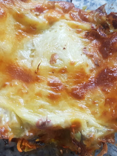 Una foto de Lasagna con sobras de heladera