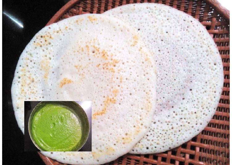 Spongy White Dosa With Green Chutney ❤❤