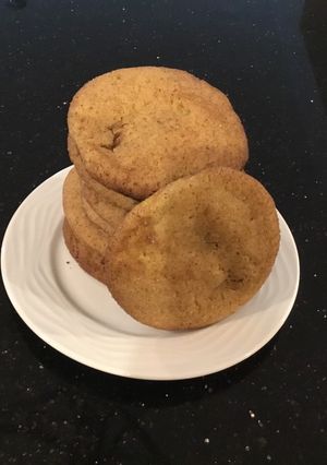 A picture of Snickerdoodle Cookies with a Soft Chewy Vanilla Caramel Center.