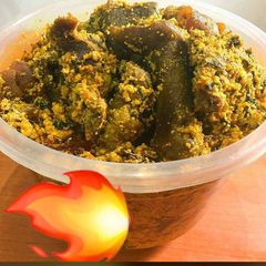 Efo Elegusi-Vegetables with ground pumpkin seeds A picture of Efo Elegusi-Vegetables with ground pumpkin seeds.