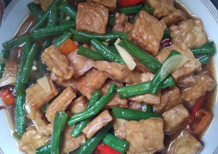 Tumis tempe kacang panjang Tumis tempe kacang panjang