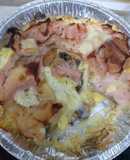 Pastel de queso con jamón y champiñones