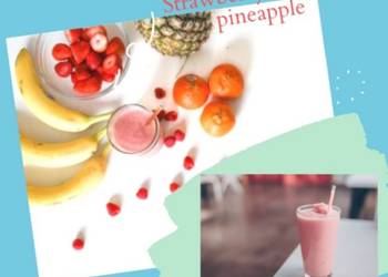Unique Cuisine Strawberry banana  pineapple smoothie Delicious Perfect