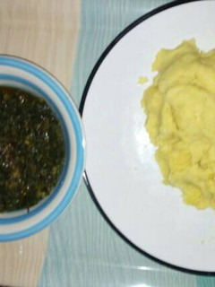 A picture of Affang soup and tuwo(swallow).