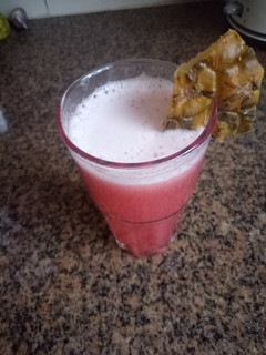 A picture of #Weekly jikonichallenge pineaple ginger spiced juice.