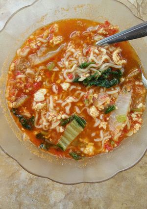 Foto resep Mie kare kuah pedas