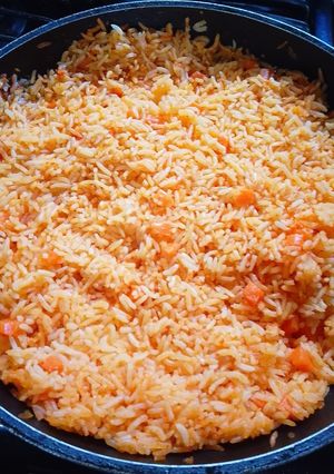 A picture of Rice with Bell Peppers and Carrots 🥕.