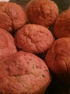 A picture of Soft and moist Carrot, zucchini & blueberry muffins.