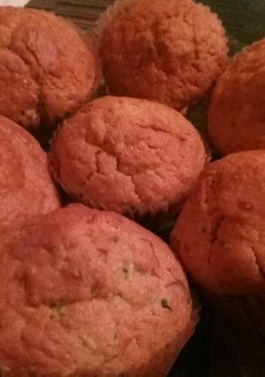 A picture of Soft and moist Carrot, zucchini & blueberry muffins.