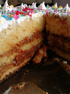 Una foto de Bizcochuelo tipo torta económica, lo que tengo en casa