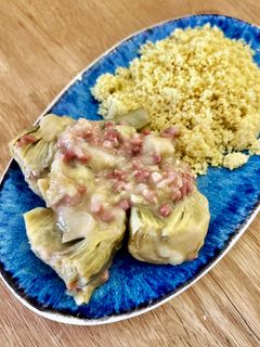 Una foto de Alcachofas en salsa - Receta de batch cooking